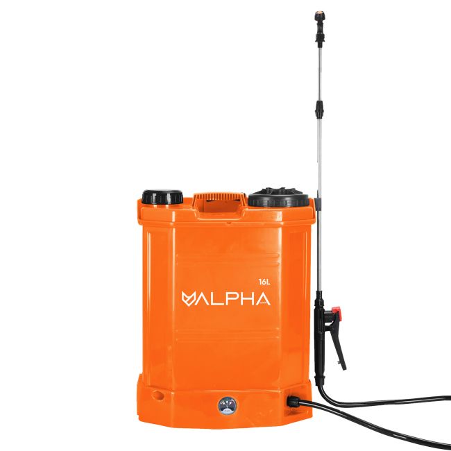 Електрическа помпа за пръскане, батерия 8Ah, накрайник от неръждаема стомана, 16л, регулируема струя